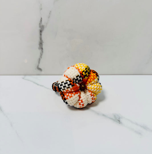 Orange Plaid Pumpkin Fabric Napkin Rings