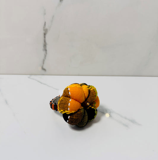 Brown Plaid Pumpkin Fabric Napkin Rings