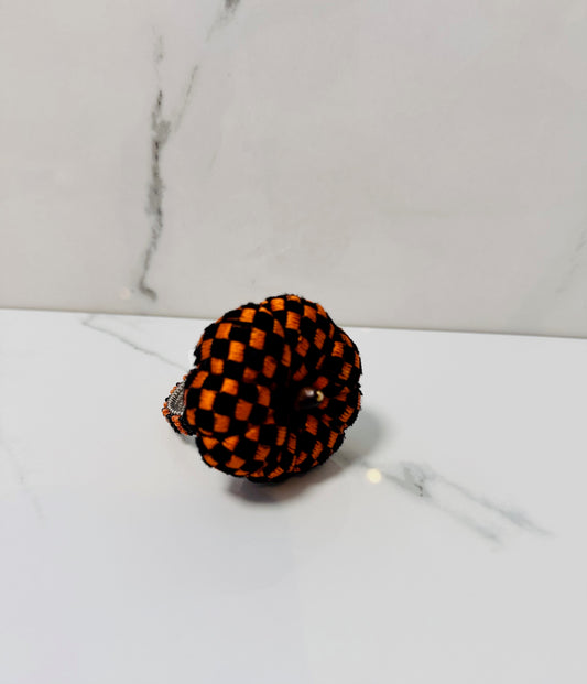 Orange and Black Pumpkin Fabric Napkin Rings