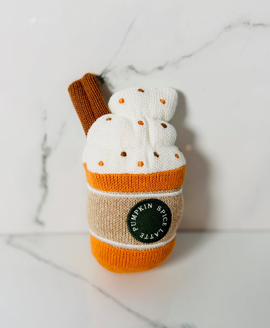 Pumpkin Spice Latte Knit Rattle