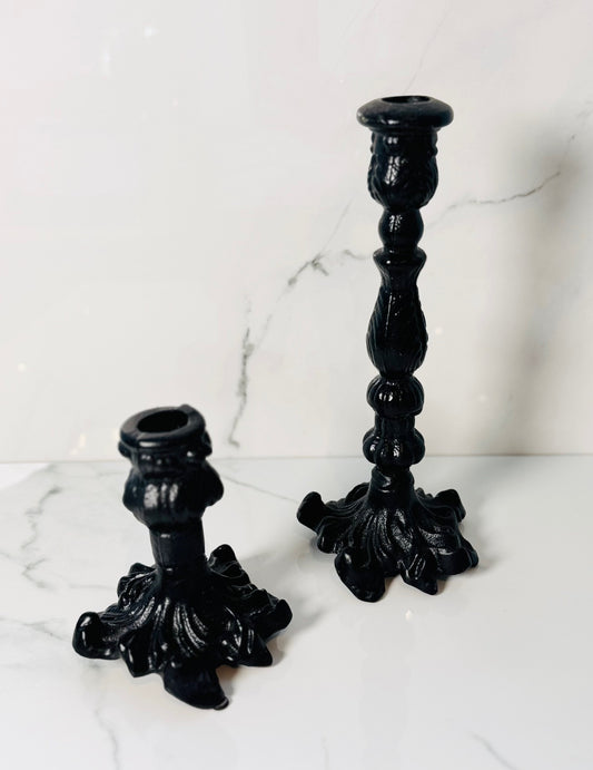 Black Taper Candlestick Set