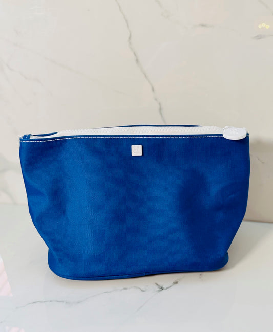 Blue Coated Canvas Zip Pouch