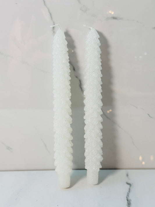 White Tree Taper Candle - Set of 2
