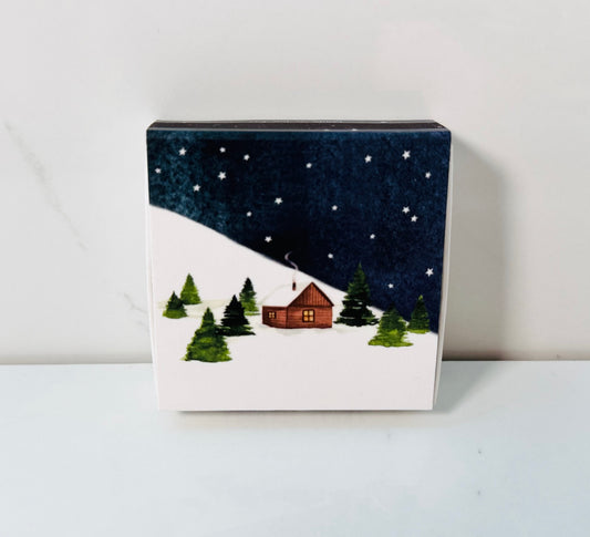 Snowy Cabin Match Box