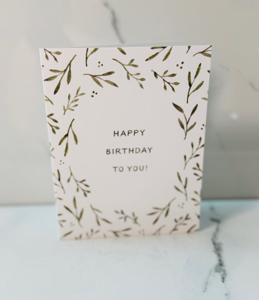 Greenery Border Birthday Card