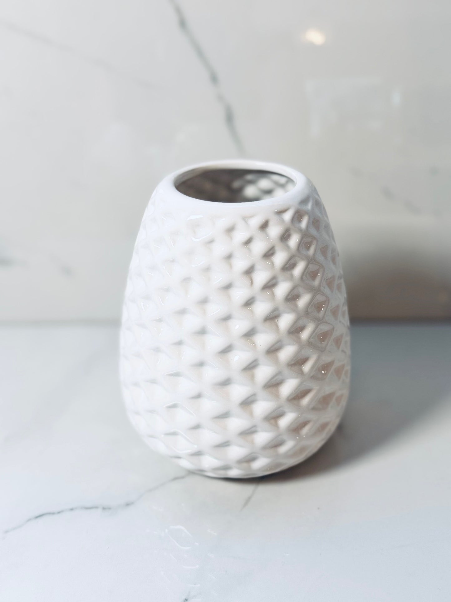 Large White Diamond Ceramic Vase