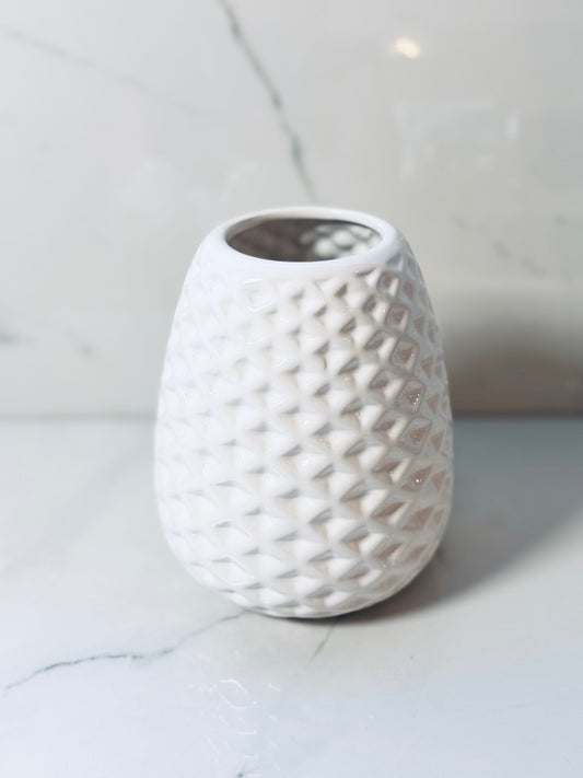Large White Diamond Ceramic Vase