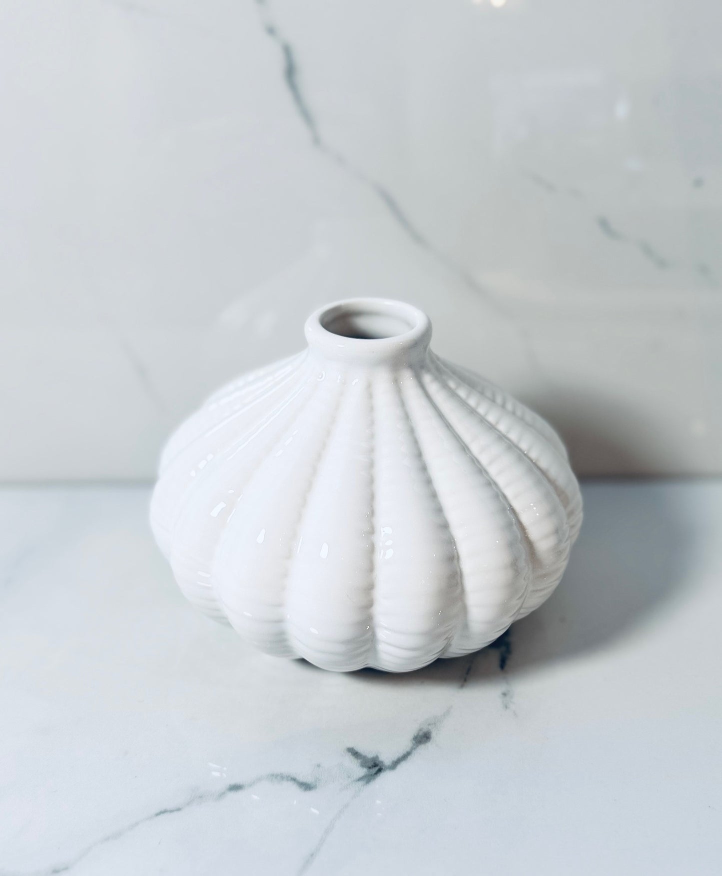 Small White Ceramic Basketweave Vase