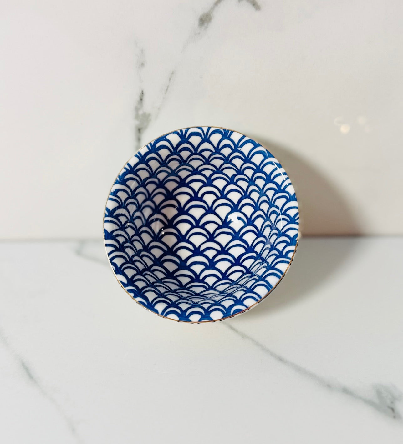 Blue Mini Scalloped Porcelain Bowl