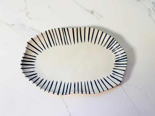 Shallow Striped Oval Platter