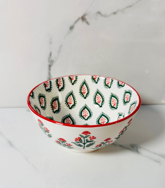 Red and Green Floral Small Bowl