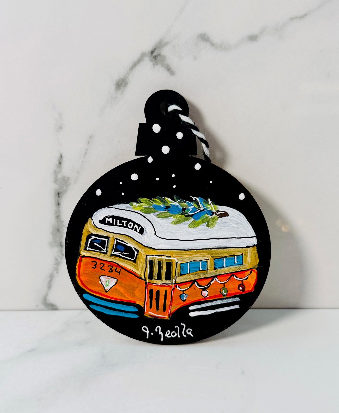 Milton Trolley Ornament with Christmas Tree