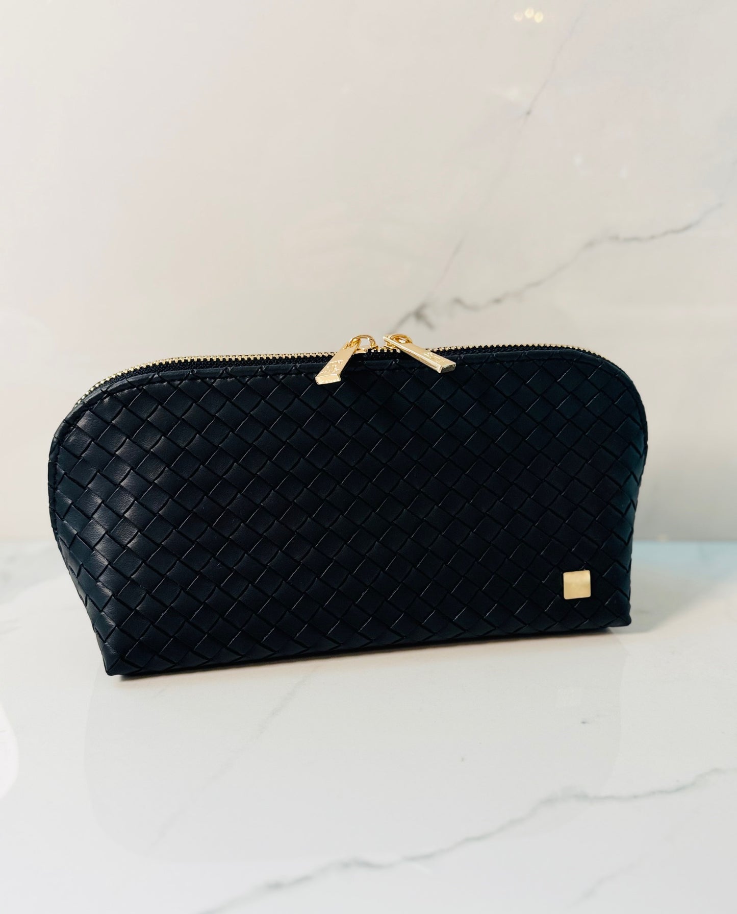 Woven Black Cosmetic Bag