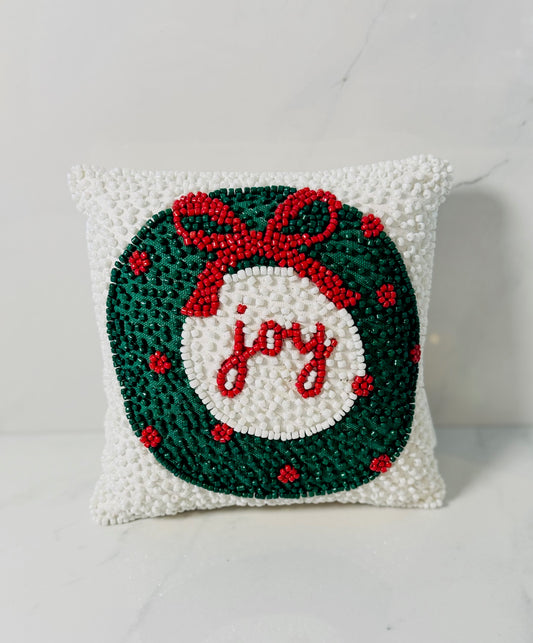 Wreath Beaded Mini Pillow