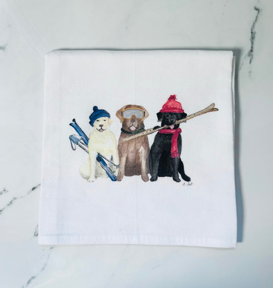 Dog Skiing Hand Towel