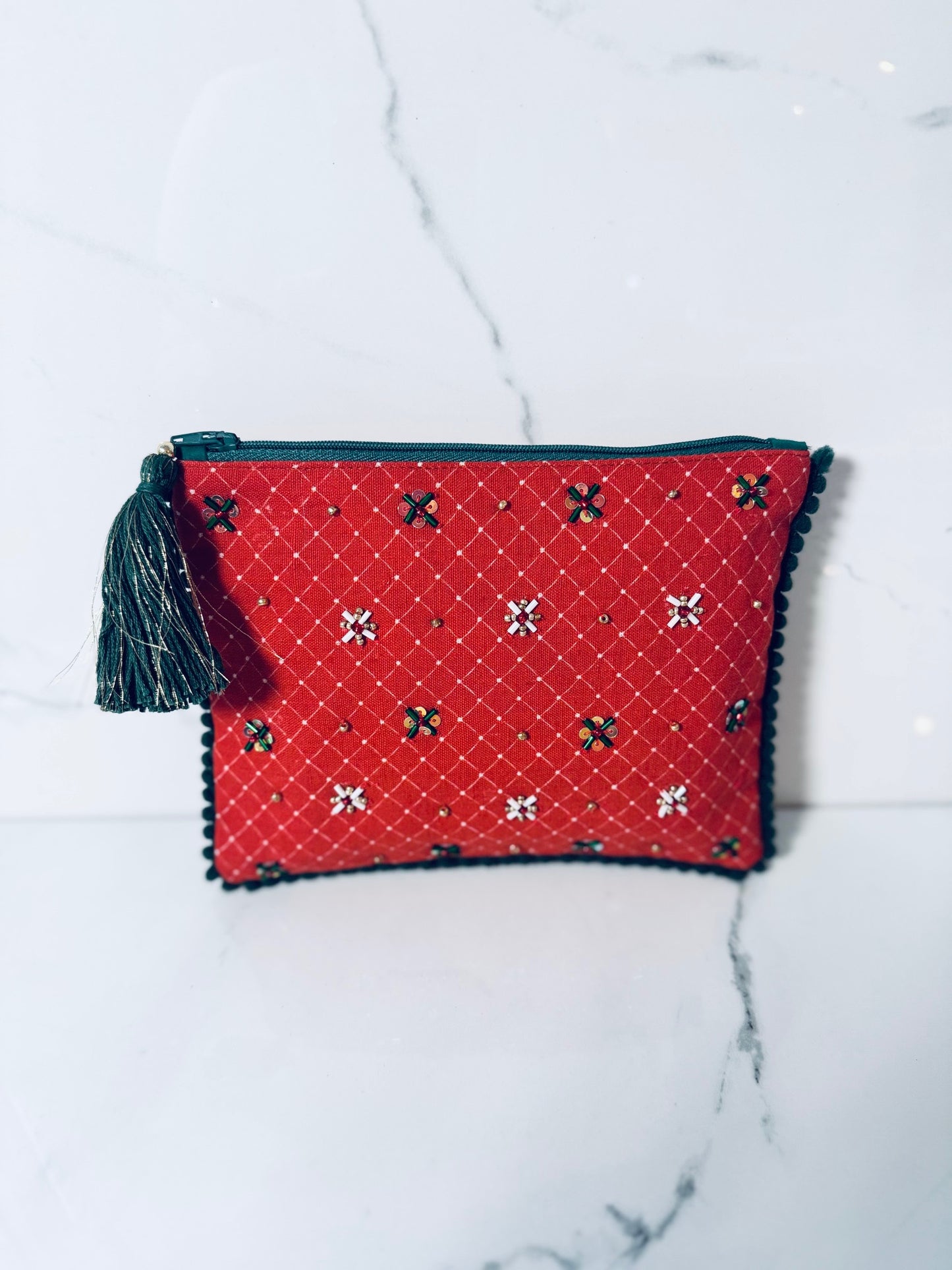 Embellished Pouch Red