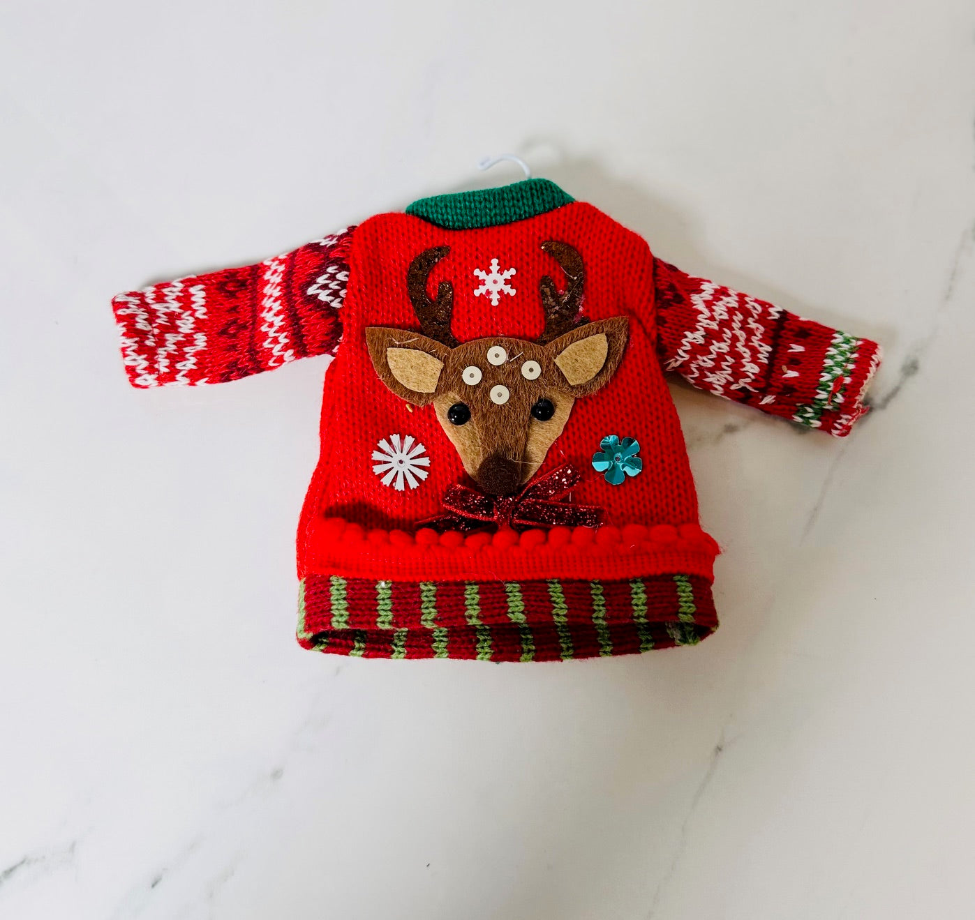 Christmas Sweater Reindeer Ornament