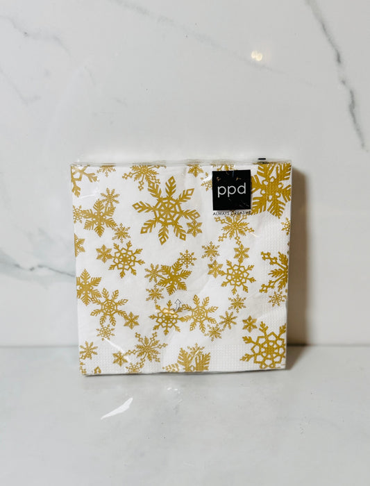 Gold Snowflake Cocktail Napkin