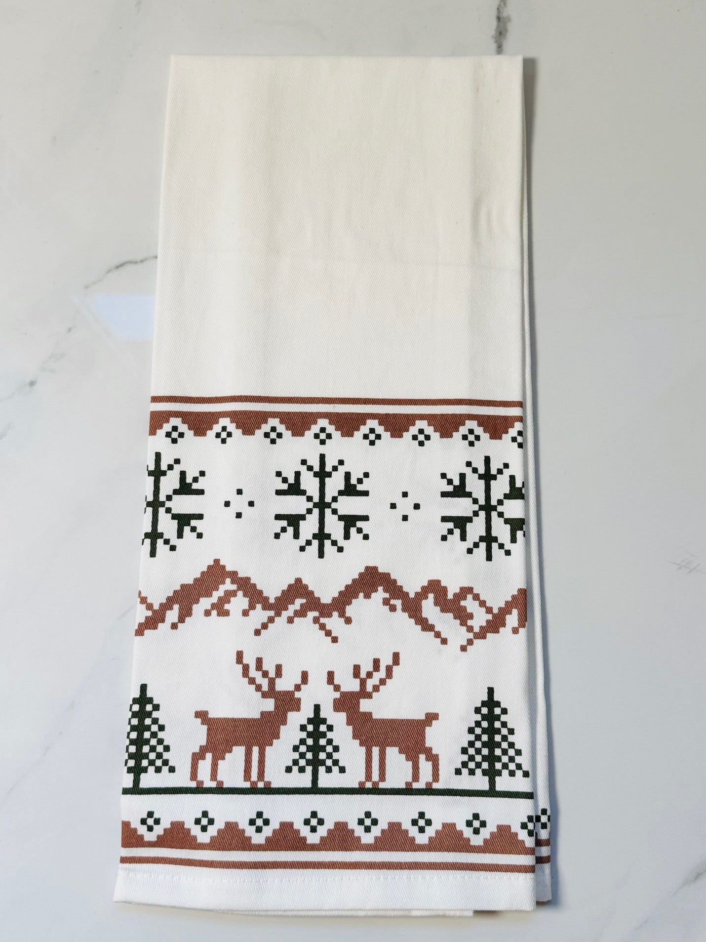 Snowflake & Reindeer Hand Towel