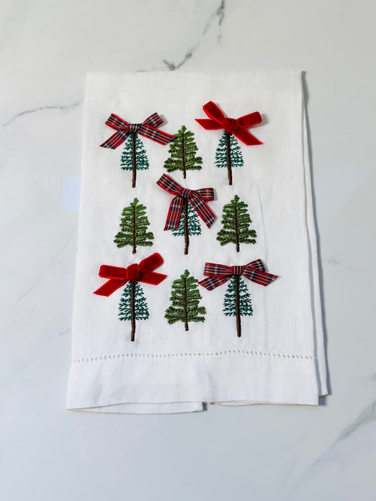 Trees and Bows Dish Towel