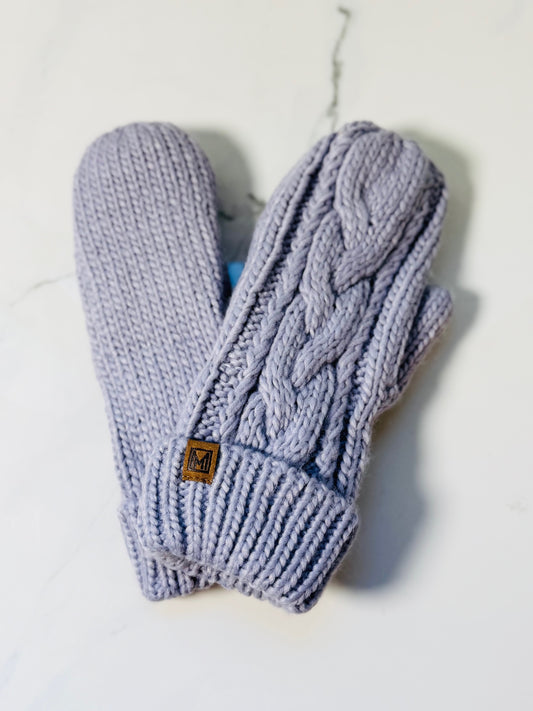 Cable Knit Mittens - Lavender