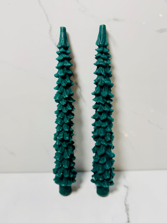 Green Tree Taper Candle Set