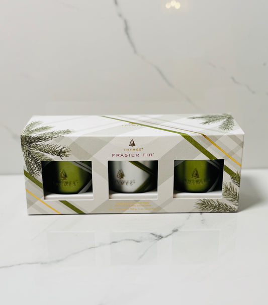 Frasier Fir Frosted Plaid Votive Trio