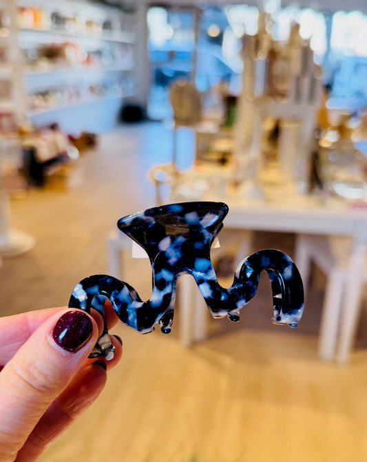 Blue City Scape Wavy Jaw Hair Clip