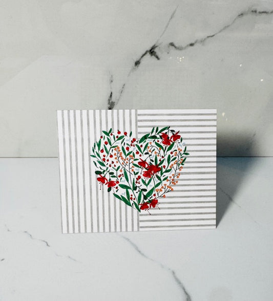 Pin Stripe and Floral Heart Card