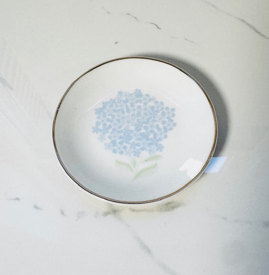 Small White with Blue Hydrangea Trinket Tray