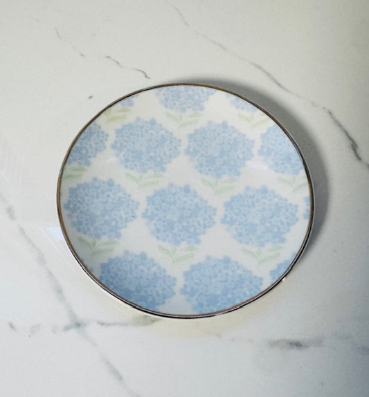 White with Blue Hydrangeas Trinket Tray