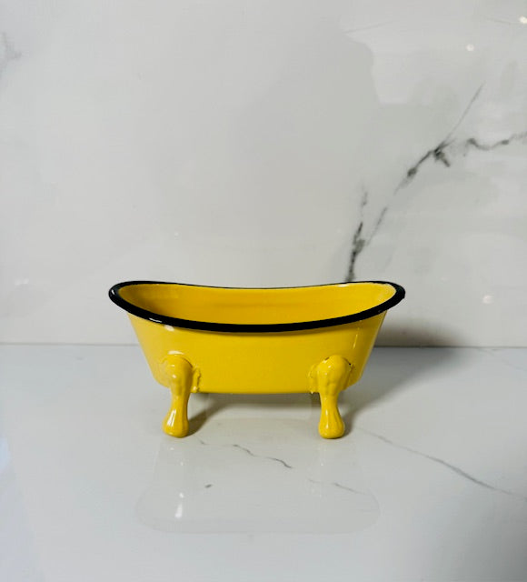 Yellow Metal Bathtub Soap Dish