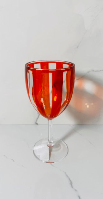 Orange Stripe Acrylic Wine Glass