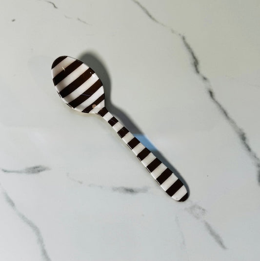Brown and White Stripe Small Spoon