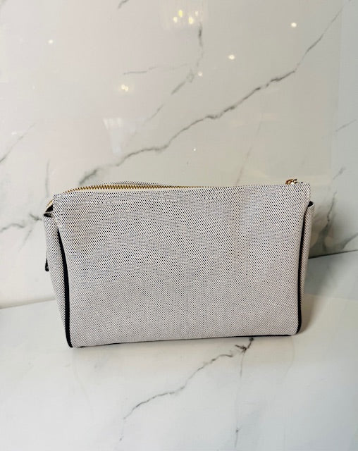Luxe Linen Large Navy Zip Bag