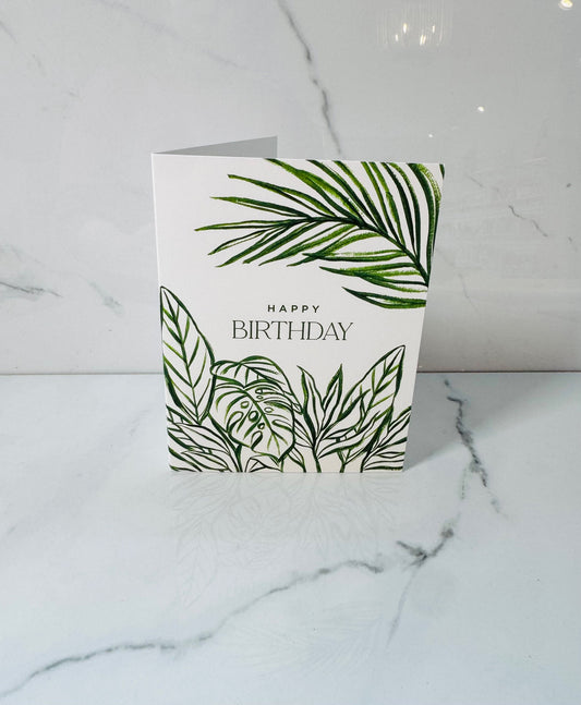 Tropical Brush Happy Birthday Card