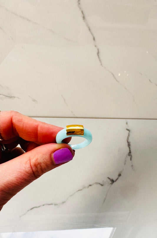 Turquoise Resin Ring - Size 8