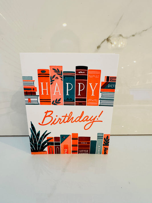 Bookshelf Birthday Greeting Card