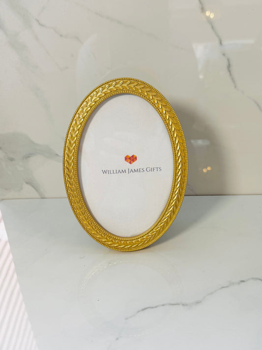 Small Laurel Wreath Oval Gold Photo Frame