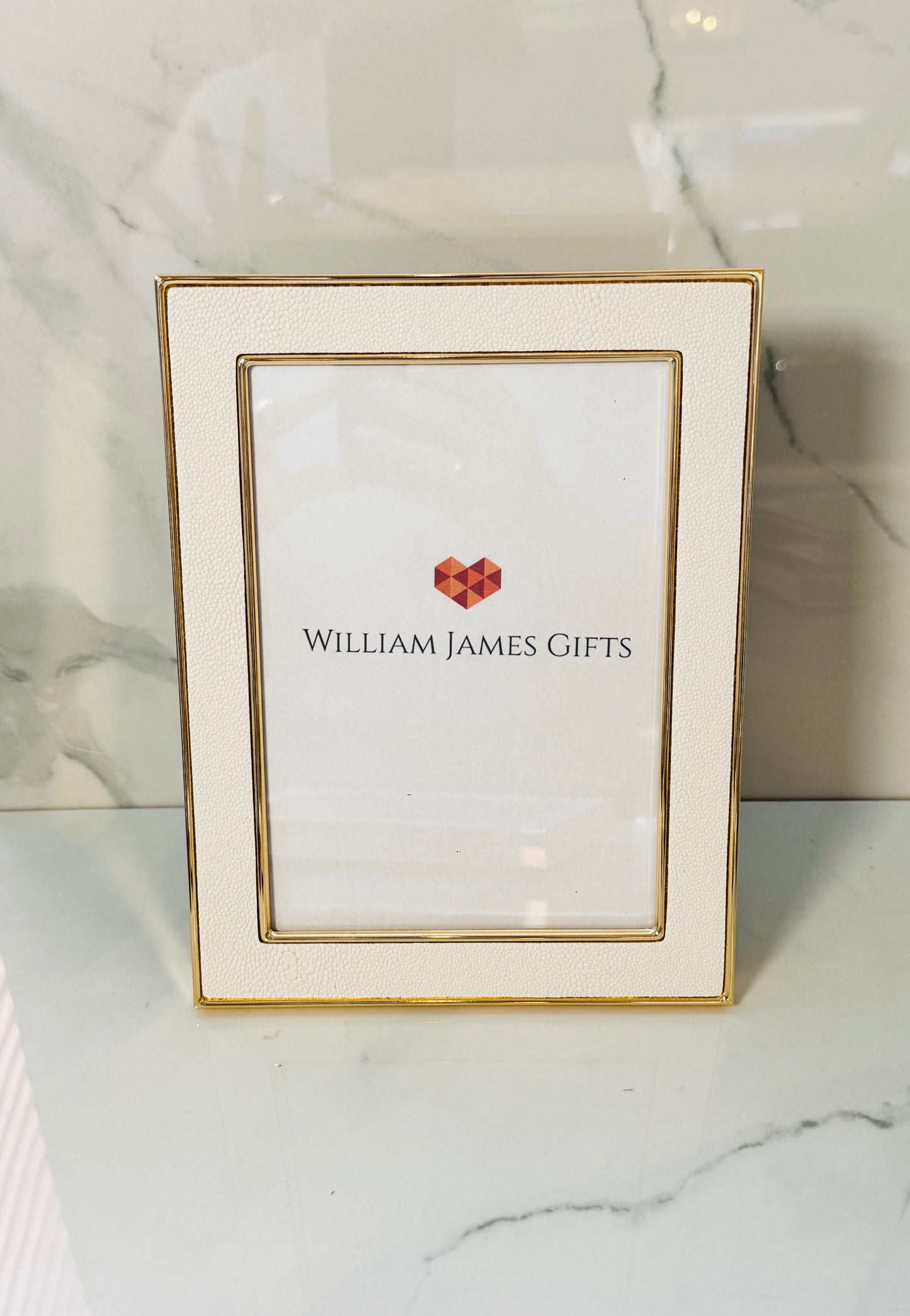 5x7 White Vegan Leather Photo Frame