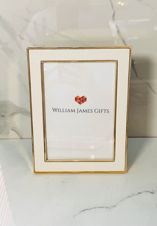 5x7 White Vegan Leather Photo Frame
