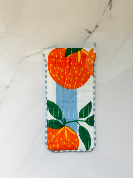 Blue and White Stripe Orange Grove Eyeglass Case