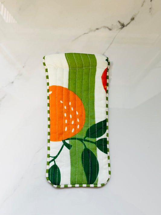 Green and White Stripe Orange Grove Eyeglass Case