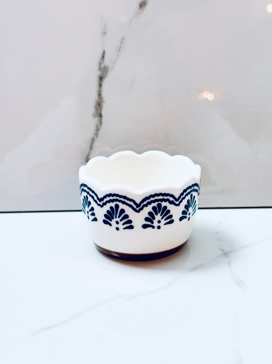 Blue and White Fan Ramekin