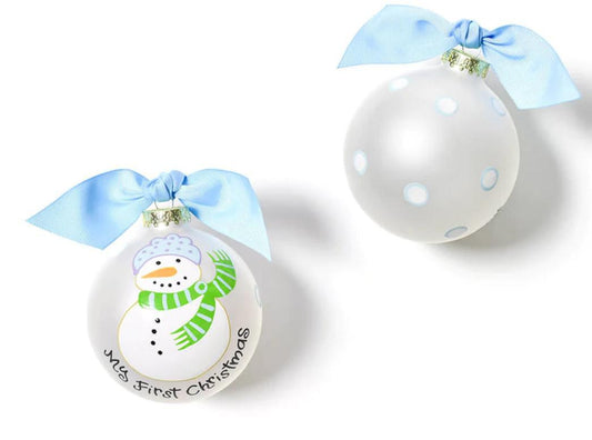 My First Christmas Glass Ornament - Boy Snowman