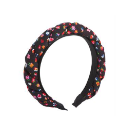 Braided Floral Headband - Black