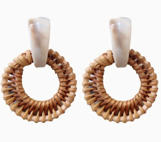Cream Bali Button Earrings