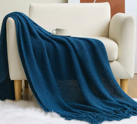 Navy Knit Throw