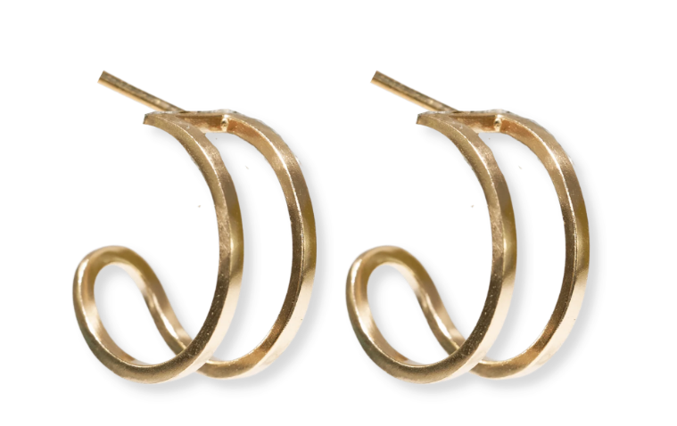 Celine Thick Double Bar Hoop Earrings Brass