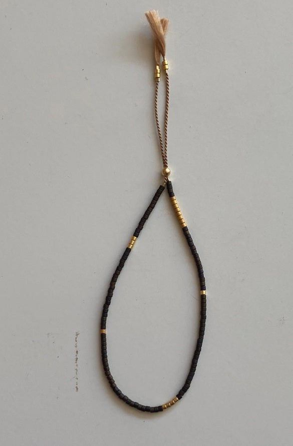 Silk Bead Bracelet - Charcoal